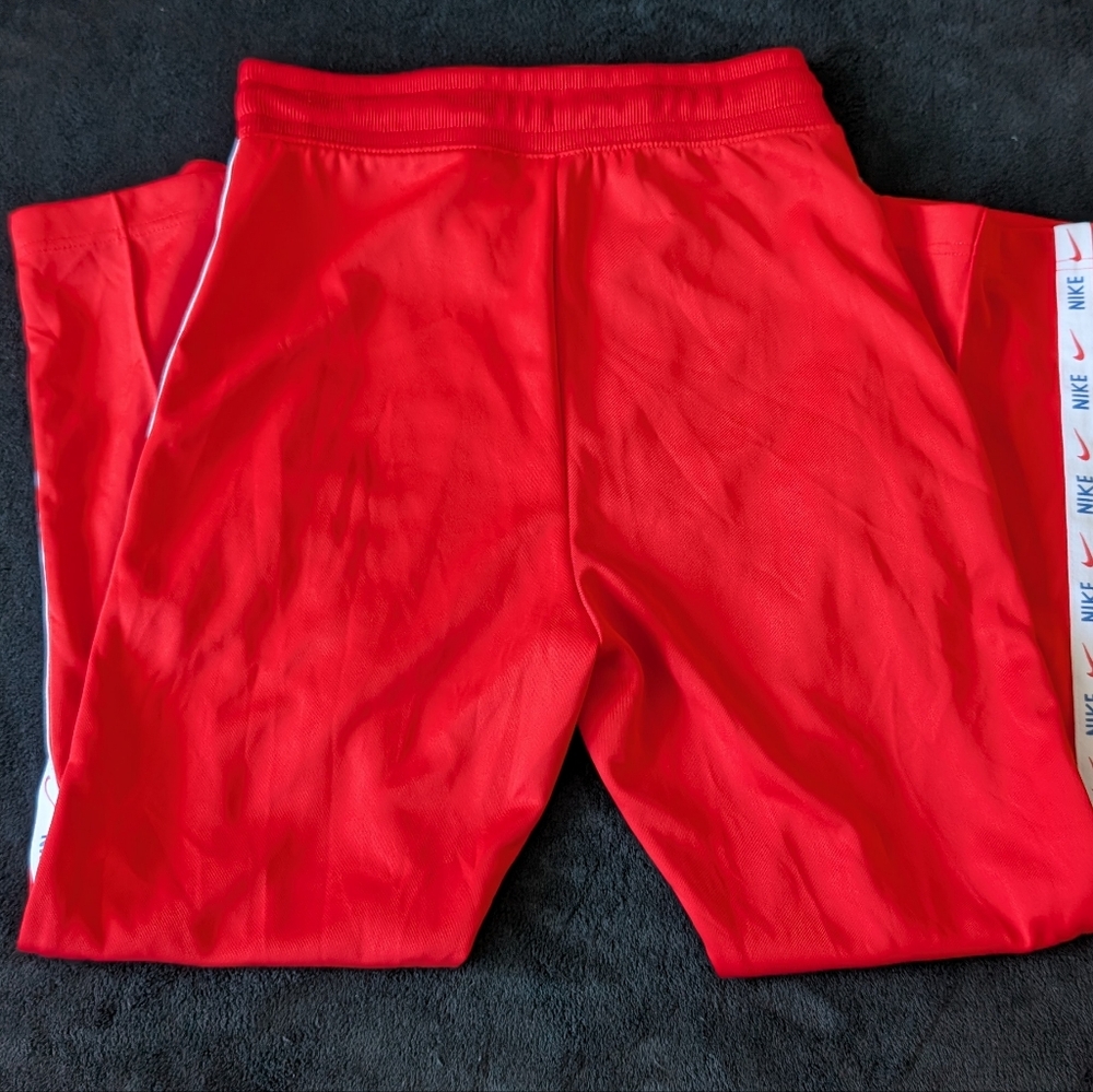 Unique Nike Women's Embroidered Feminine Athleisure Street Track Pants Red S image 5